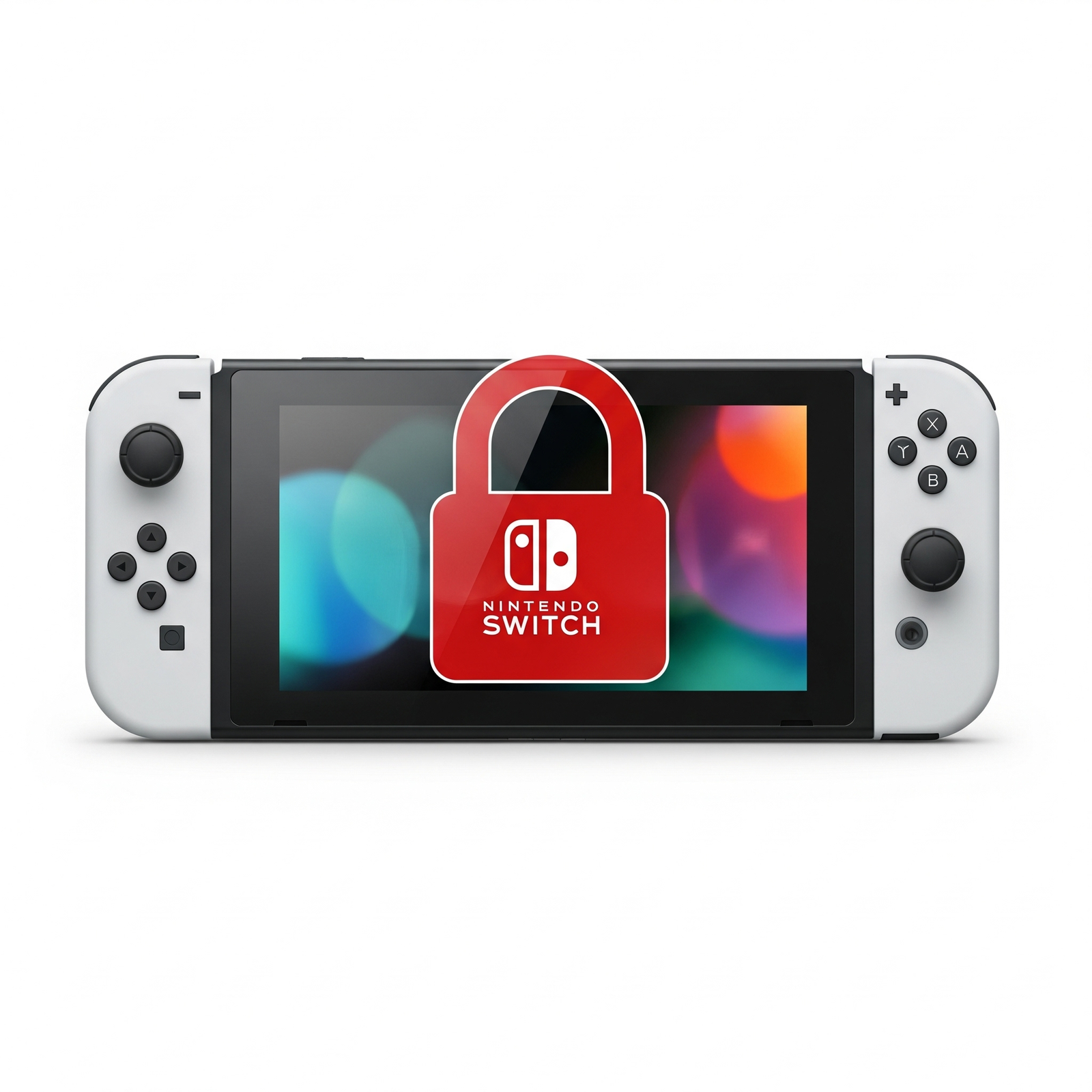 A Nintendo Switch 2 console with a red padlock over it, symbolizing the **Switch 2 Mig cart ban** for using flash cartridges.