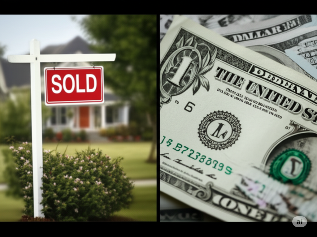 A split image representing the decision of a 75-year-old to **pay off reverse mortgage retirement** with savings versus relying on Social Security.